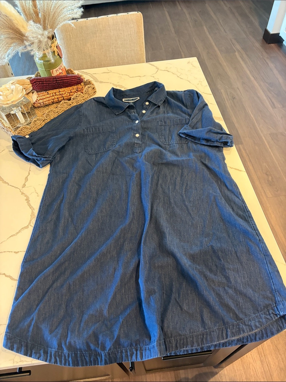Karen Scott Indigo Denim-Style Polo Dress